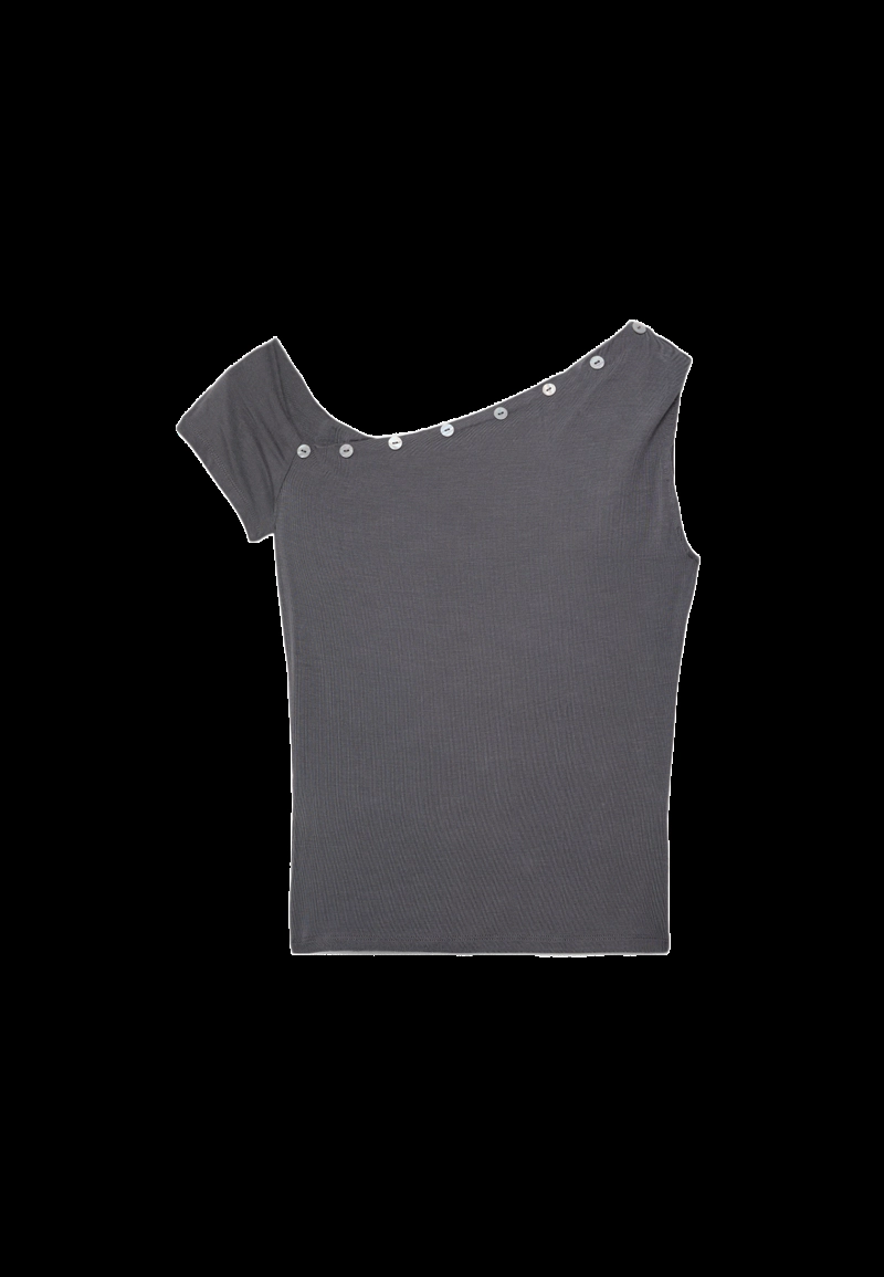 Асимметричная футболка на пуговицах