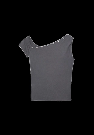 Асимметричная футболка на пуговицах- Заказать в России