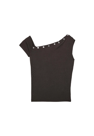 Асимметричная футболка на пуговицах- Заказать в России