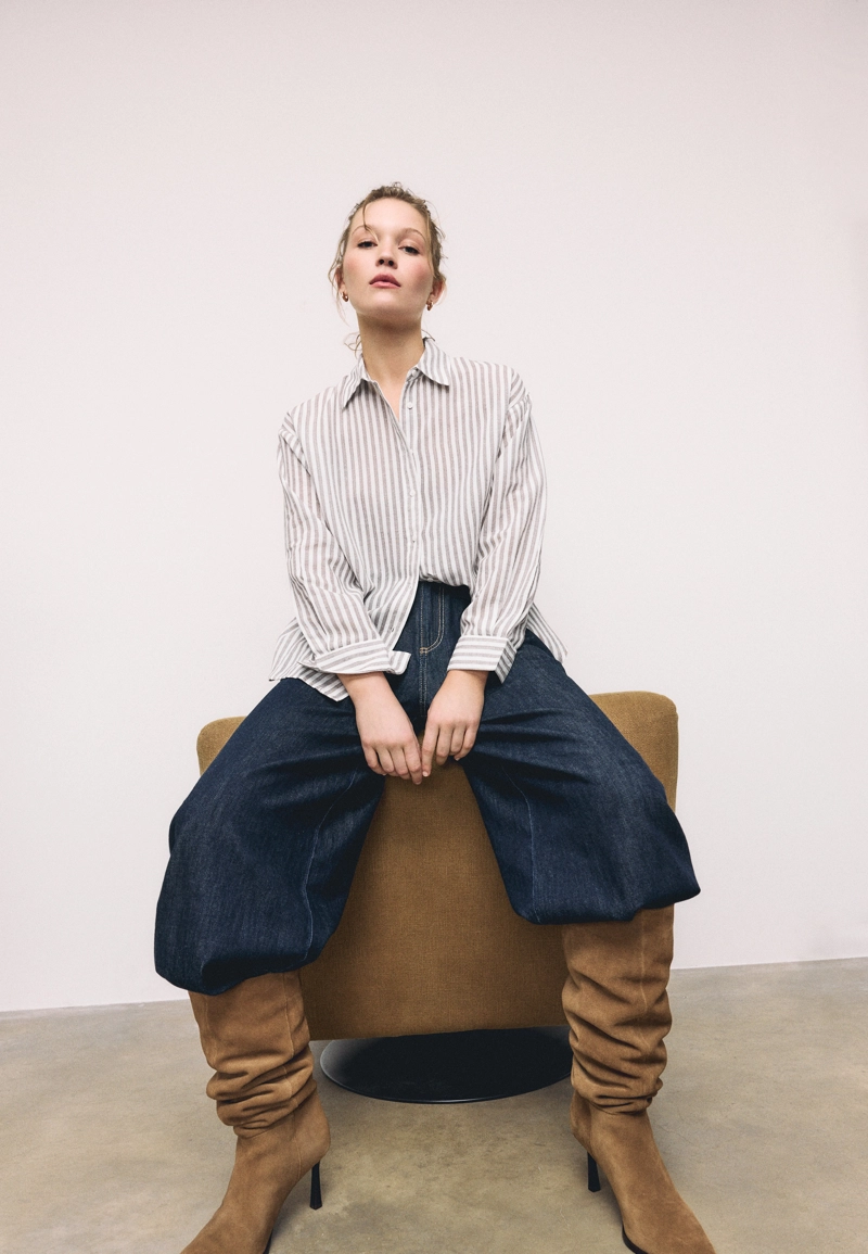 Рубашка под льняной эффект