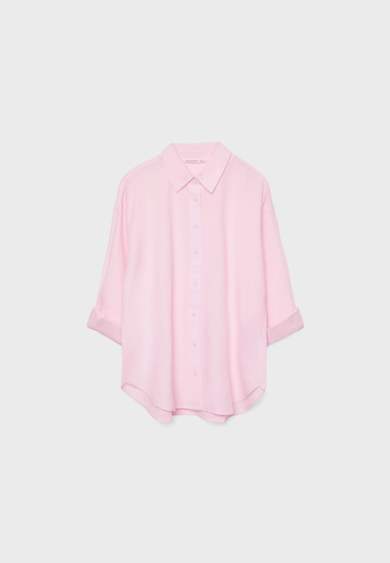 Рубашка свободного кроя с эффектом льна