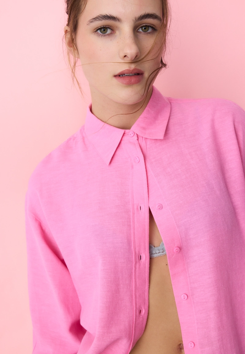 Свободная рубашка под лен