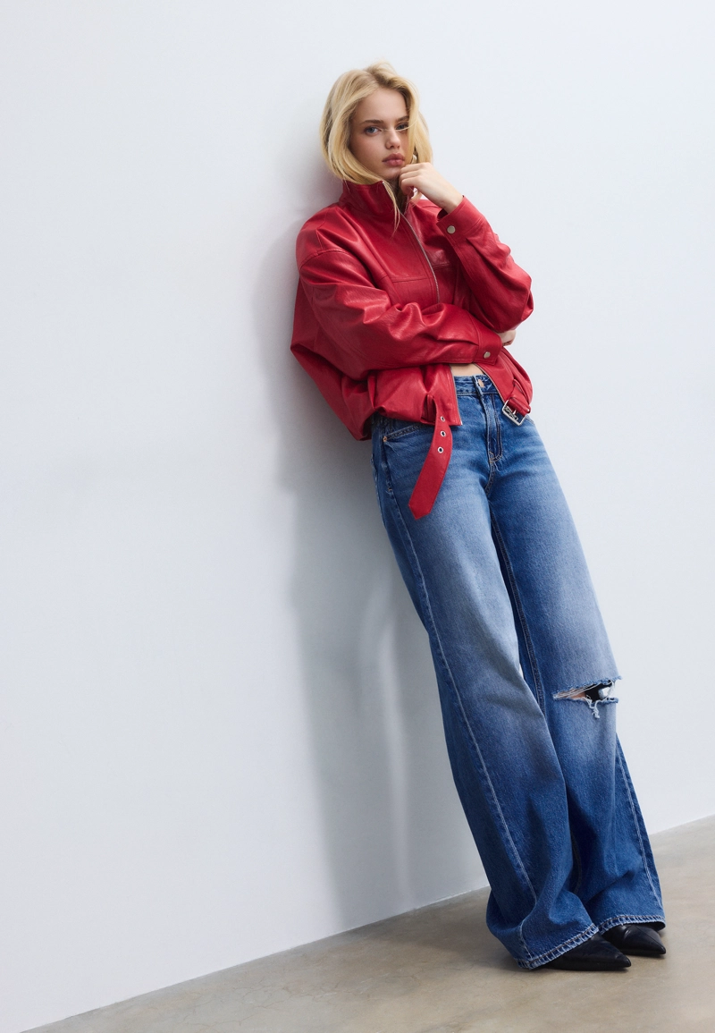 Джинсы D91 с низкой посадкой и широкими штанинами