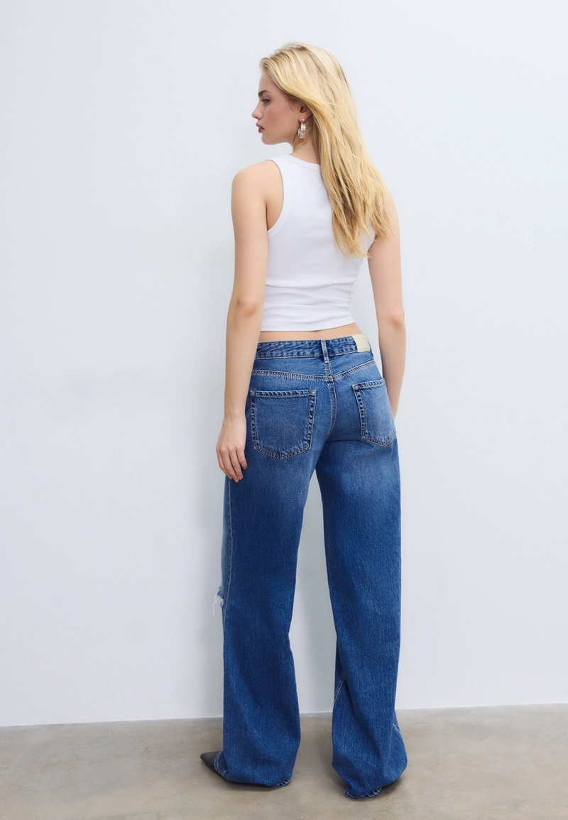 Джинсы D91 с низкой посадкой и широкими штанинами