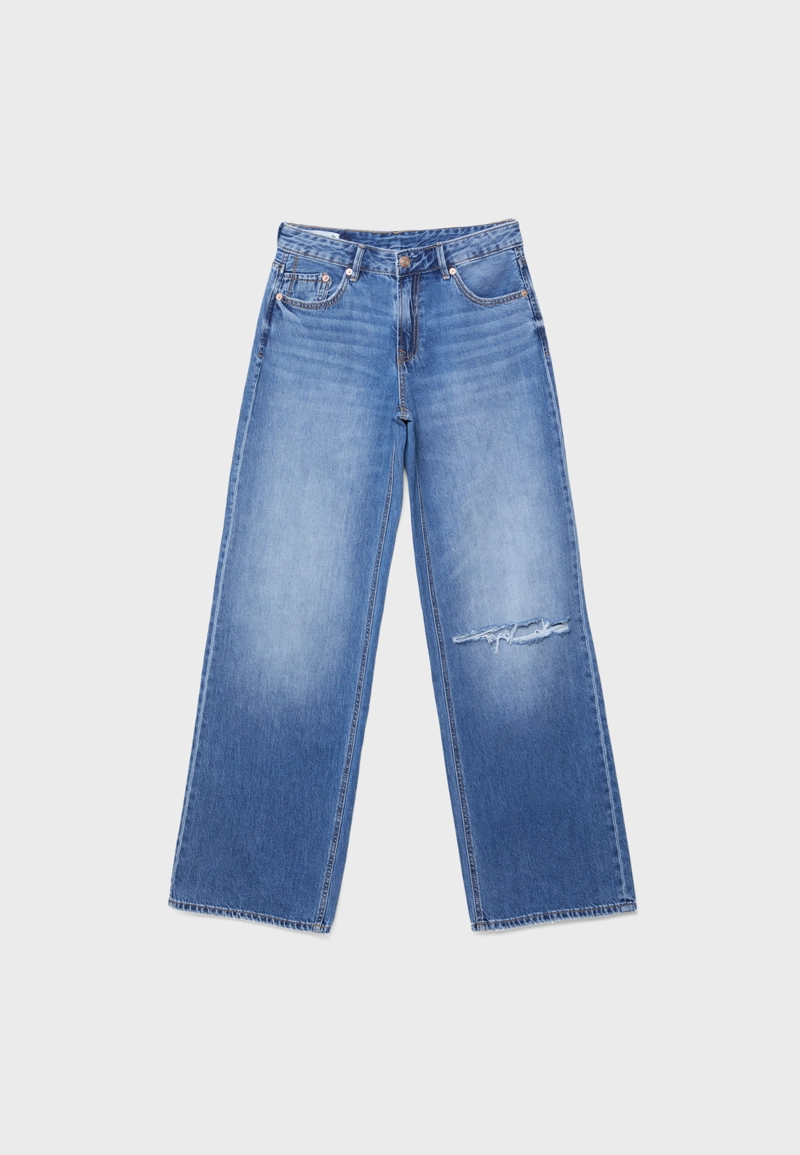 Джинсы D91 с низкой посадкой и широкими штанинами