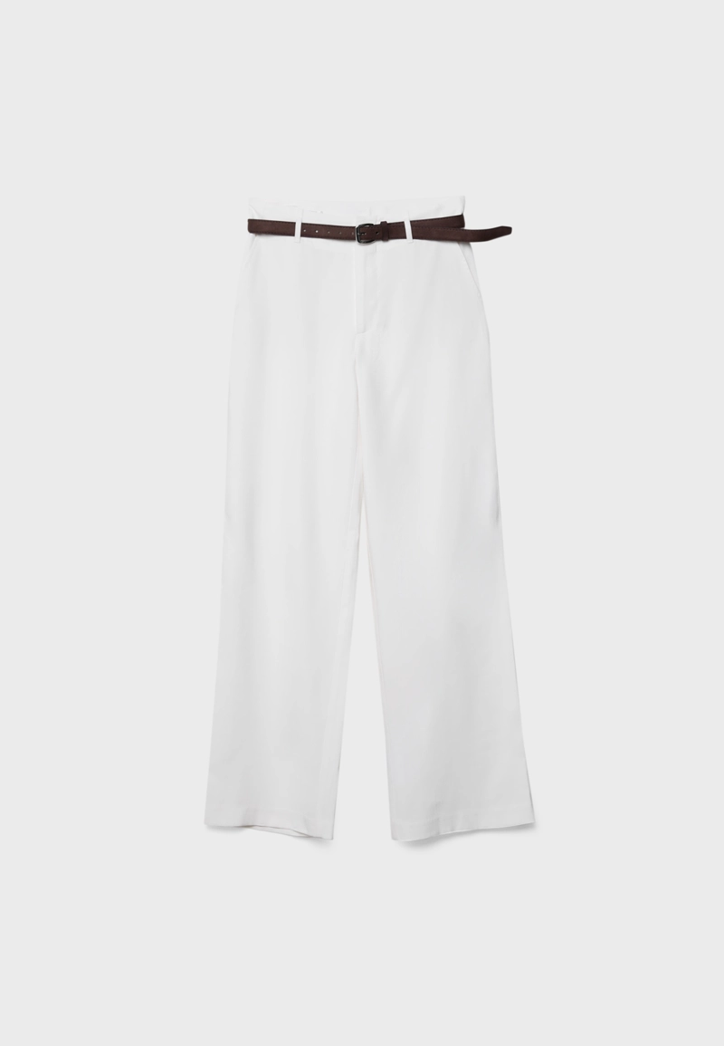 Прямые струящиеся брюки с поясом