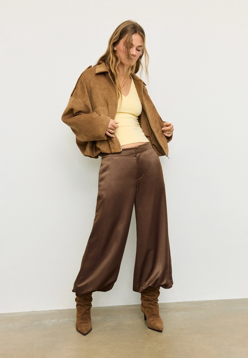 Атласные брюки-баллоны