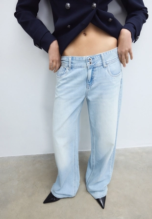 Джинсы с низкой посадкой на двух пуговицах- Заказать в России