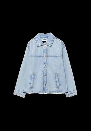 Джинсовая куртка с накладными карманами и блестящей отделкой- Заказать в России