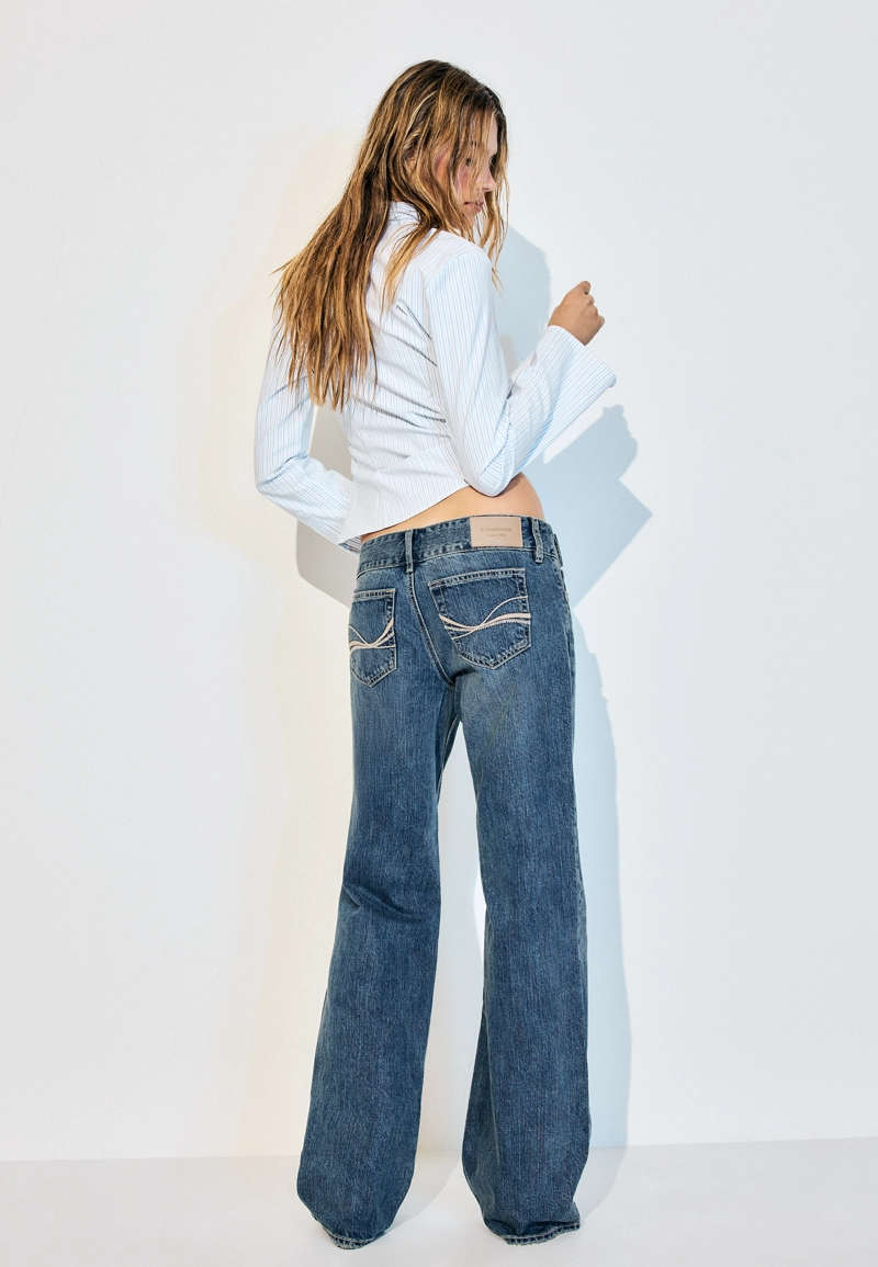 Джинсы с низкой посадкой, прямые, с петлями для молотка