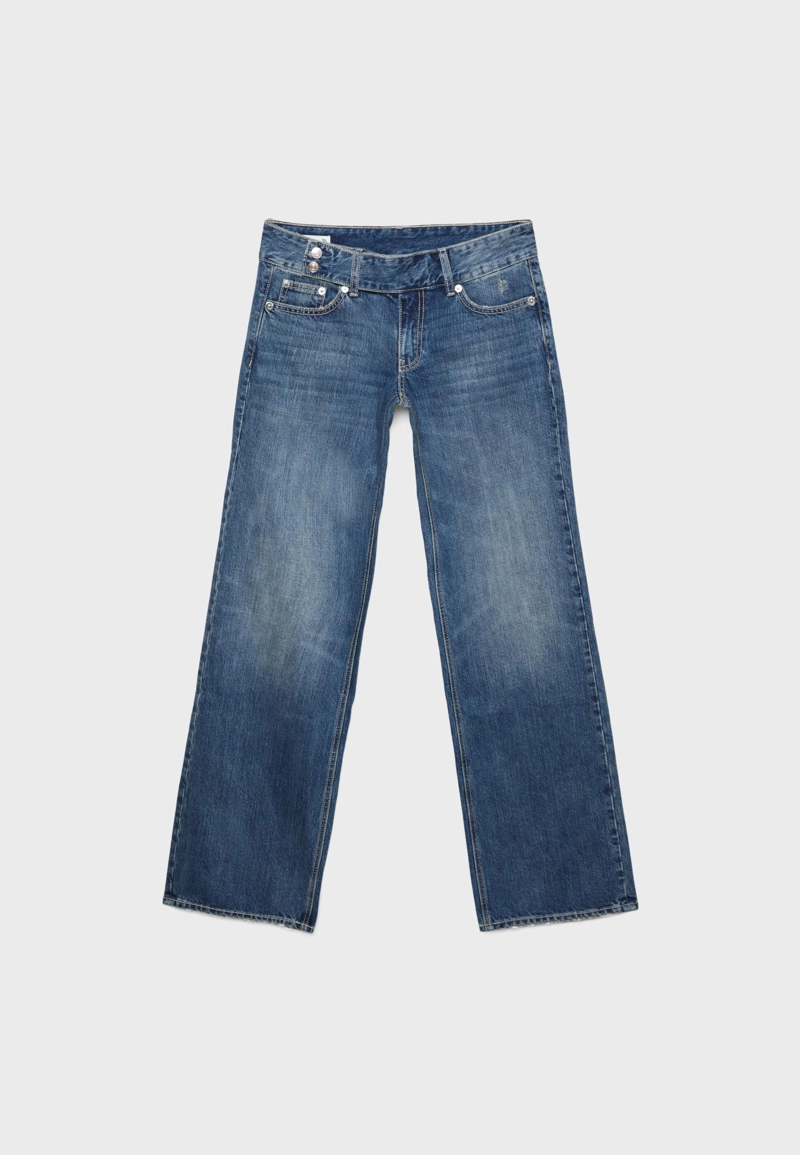 Джинсы с низкой посадкой, прямые, с петлями для молотка