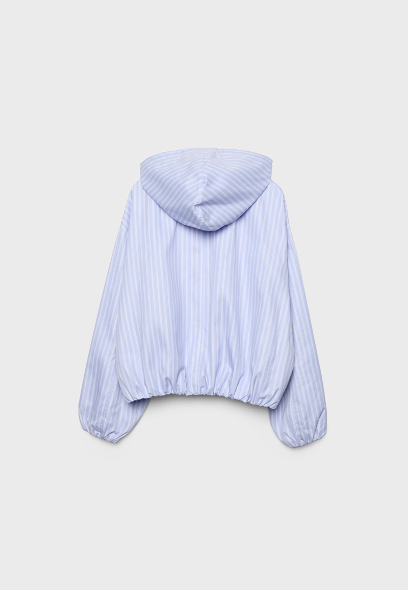 Базовая нейлоновая куртка в полоску с капюшоном