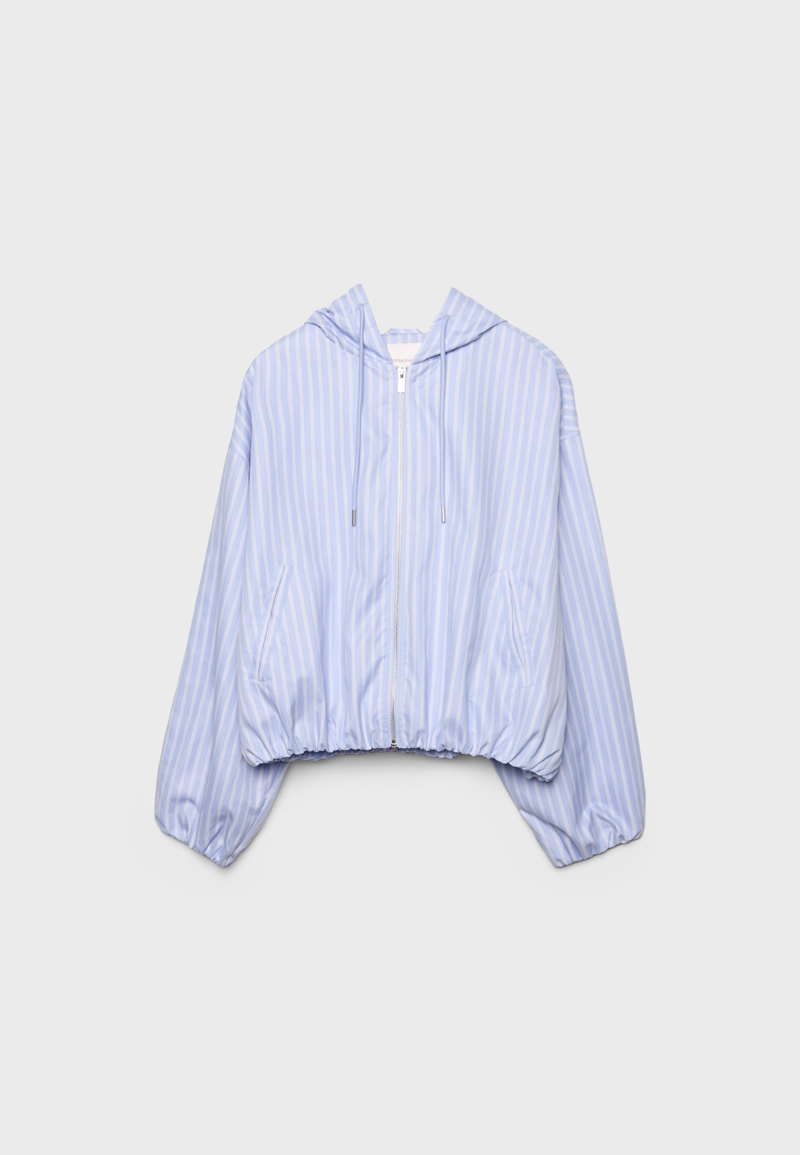 Базовая нейлоновая куртка в полоску с капюшоном