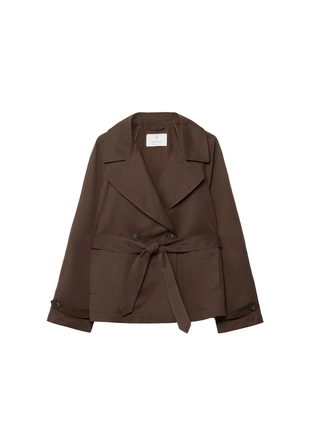 Короткий струящийся тренч с поясом- Заказать в России