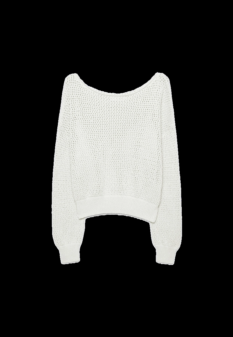 Вязаный джемпер в сетку с вырезом-лодочкой