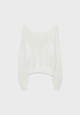 Вязаный джемпер в сетку с вырезом-лодочкой- Заказать в России