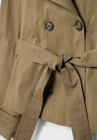 Тренч с высоким воротом и поясом- Заказать в России