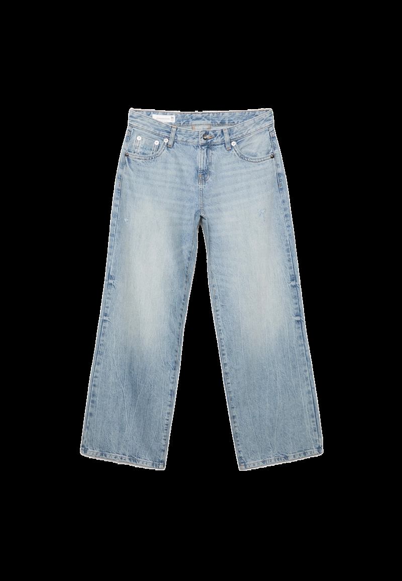 Джинсы с низкой посадкой, прямые, с карманами и заклепками