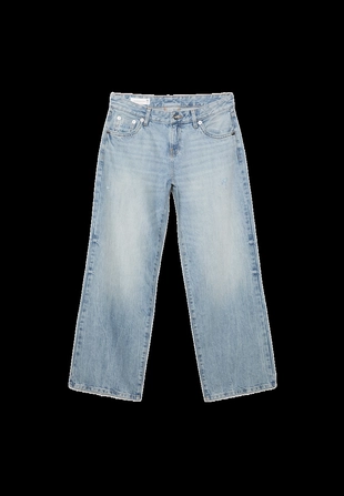 Джинсы с низкой посадкой, прямые, с карманами и заклепками- Заказать в России