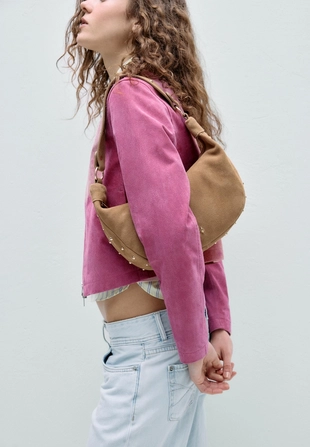 Сумка на плечо с заклепками, 100% кожа- Заказать в России