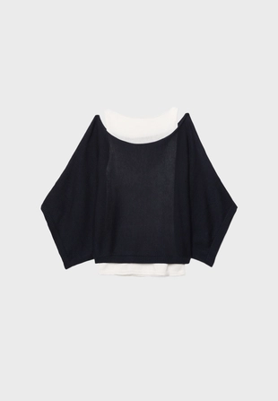 Свитер с вырезом-лодочкой и наложением- Заказать в России