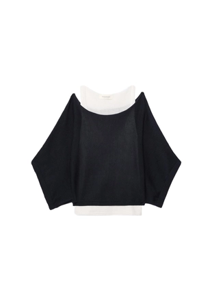 Свитер с вырезом-лодочкой и наложением- Заказать в России