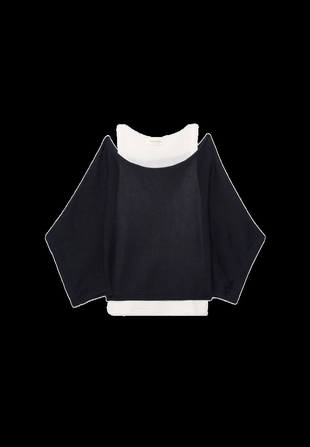 Свитер с вырезом-лодочкой и наложением- Заказать в России