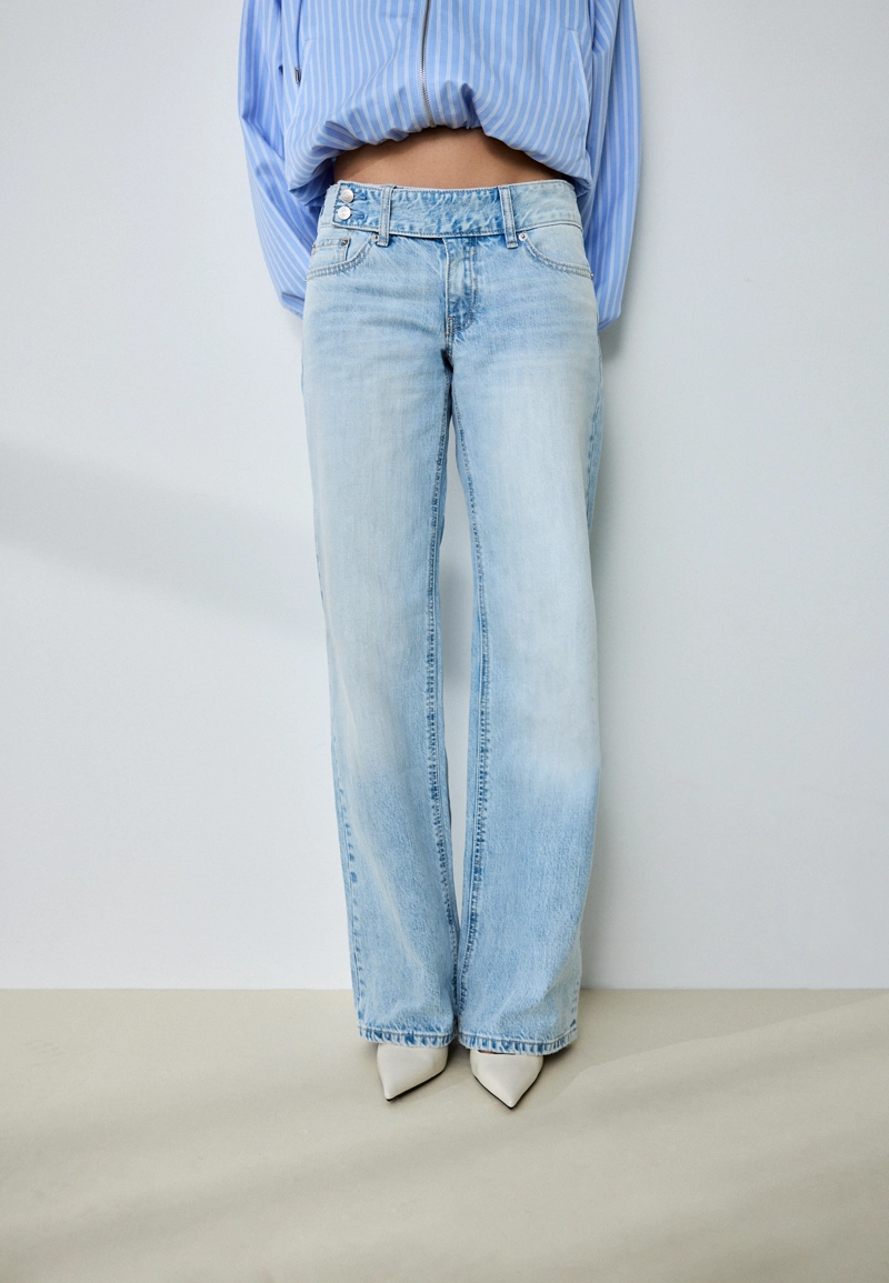 Джинсы с низкой посадкой, прямые, с петлями для молотка