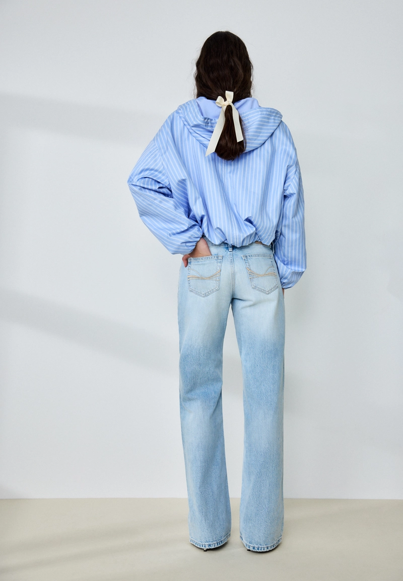 Джинсы с низкой посадкой, прямые, с петлями для молотка