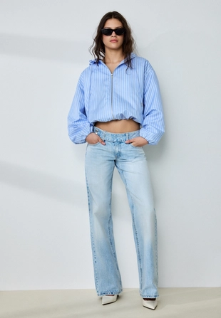 Джинсы с низкой посадкой, прямые, с петлями для молотка- Заказать в России