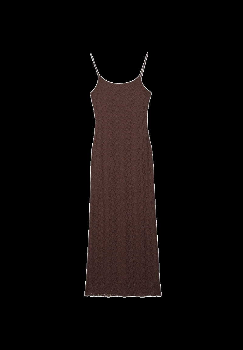 Платье миди из кружева на бретелях