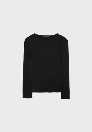 Футболка из экоцелла с эффектом двойного изделия- Заказать в России