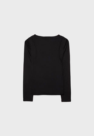 Футболка из экоцелла с эффектом двойного изделия- Заказать в России