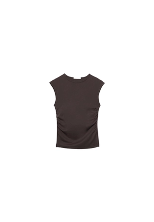 Базовая футболка облегающего кроя со сборками- Заказать в России