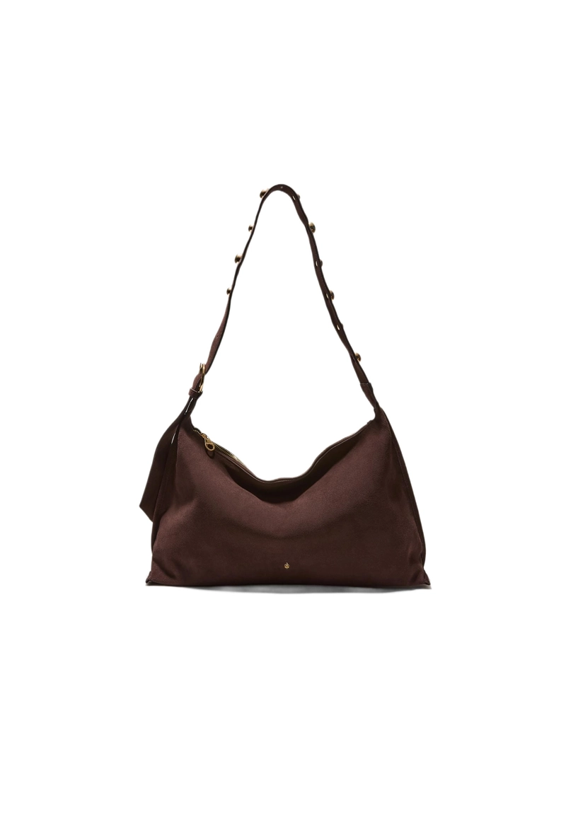 Плоская сумка через плечо со 100% кожаными заклепками