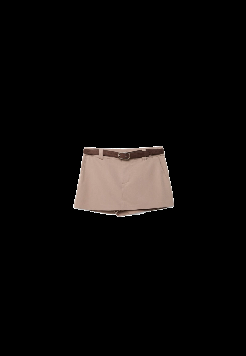 Мини-юбка-шорты с поясом
