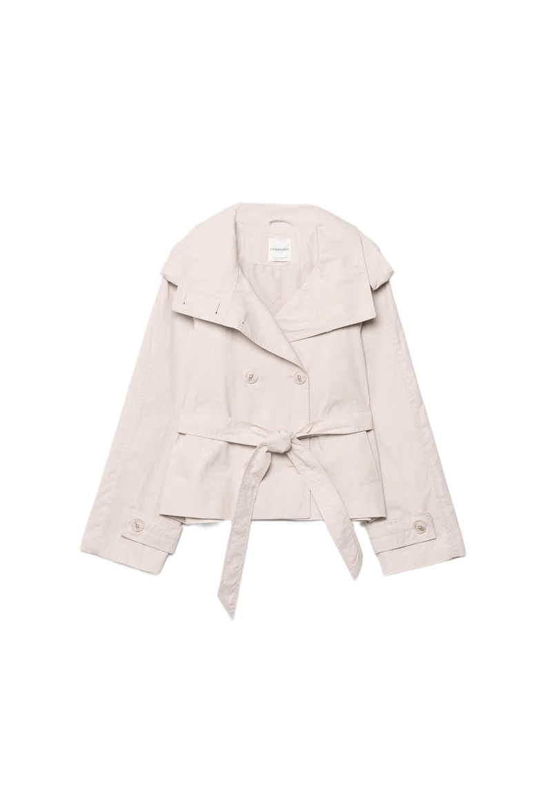 Тренч с высоким воротом и поясом