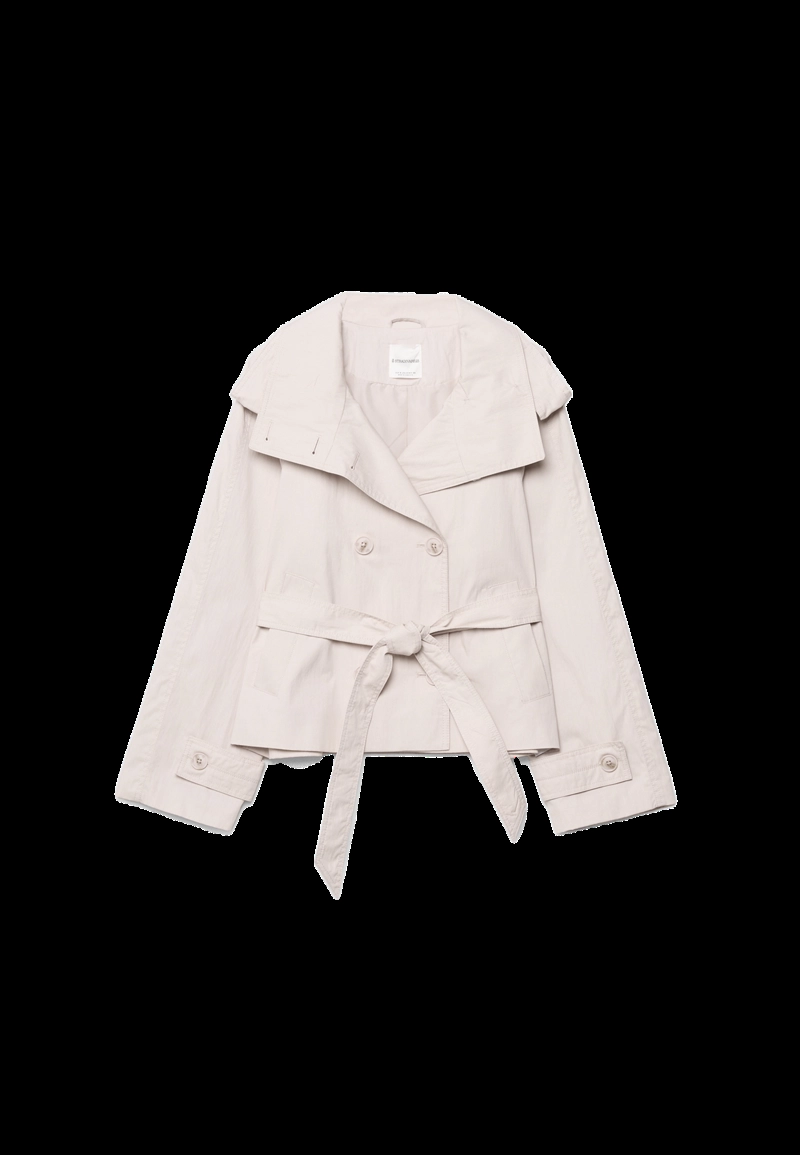 Тренч с высоким воротом и поясом