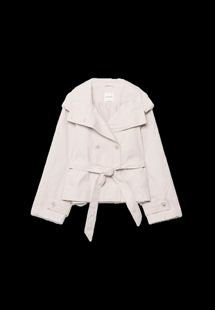 Тренч с высоким воротом и поясом- Заказать в России