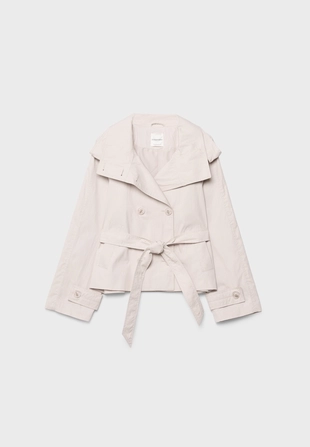Тренч с высоким воротом и поясом- Заказать в России
