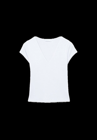 Футболка с короткими рукавами и V-образным вырезом- Заказать в России