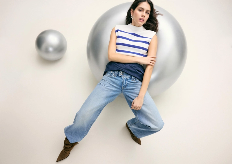 Вязаный топ с круглым вырезом