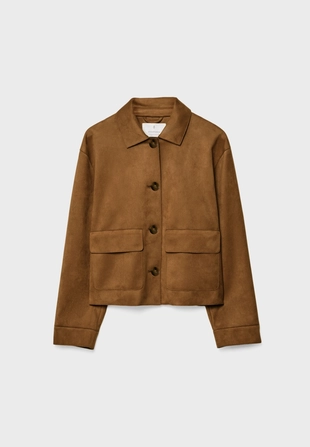 Куртка с карманами из искусственной замши- Заказать в России