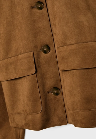 Куртка с карманами из искусственной замши- Заказать в России