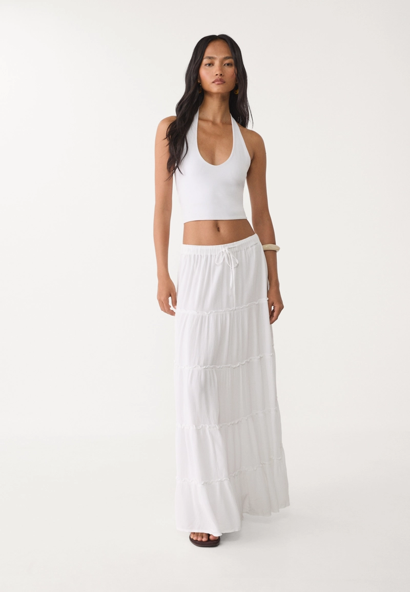 Легкая юбка миди с вставками