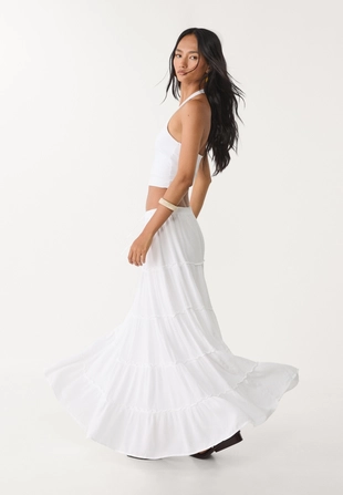 Легкая юбка миди с вставками- Заказать в России