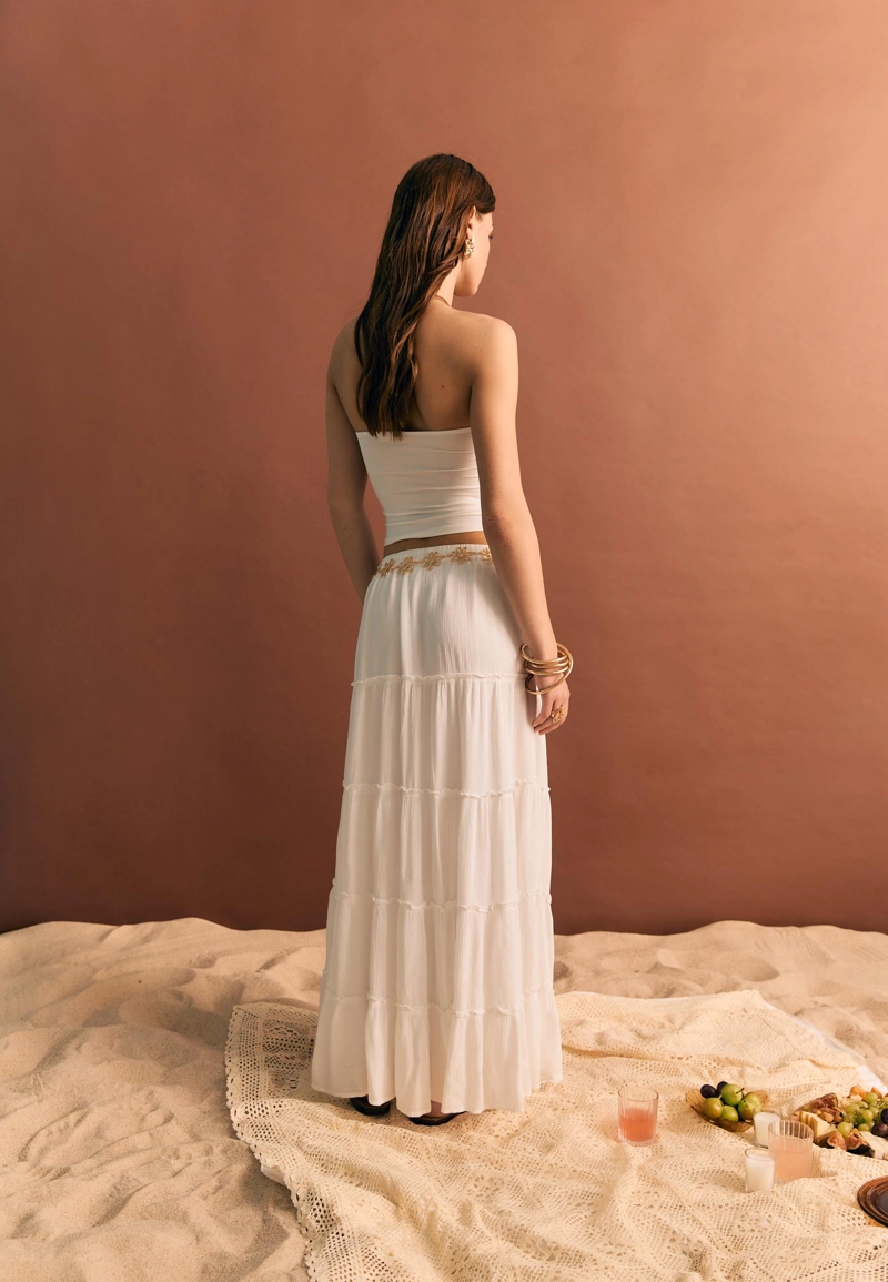 Легкая юбка миди с вставками