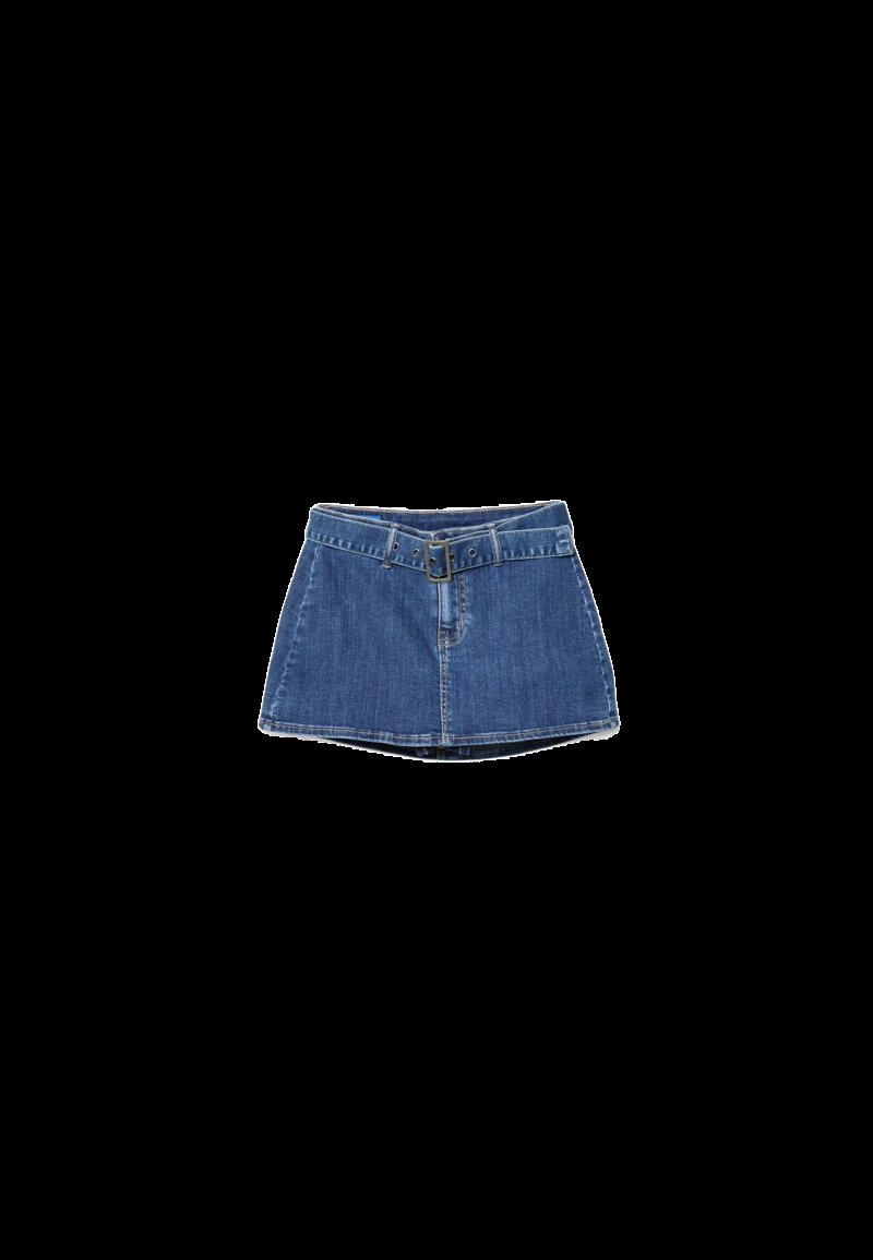 Джинсовая юбка-шорты с поясом