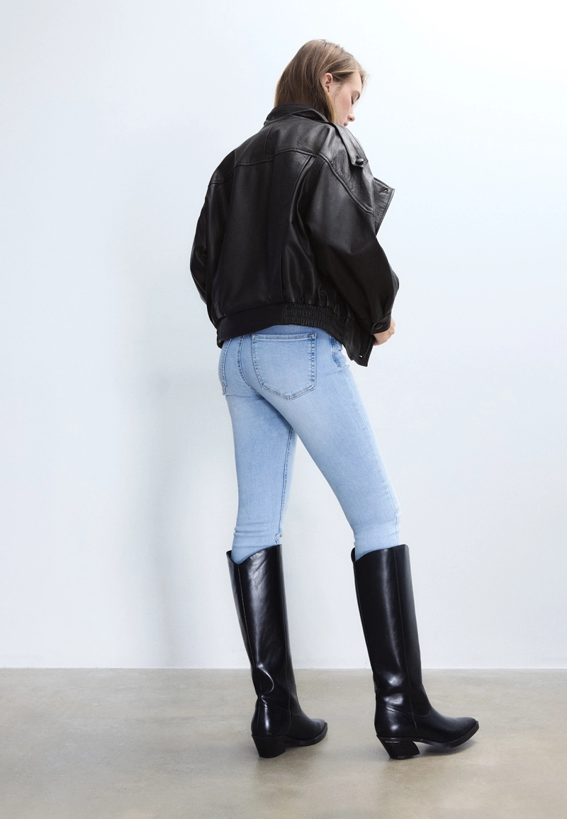 Куртка оверсайз с лацканами, 100% кожа