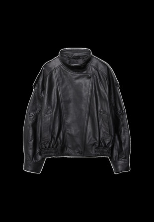 Куртка оверсайз с лацканами, 100% кожа- Заказать в России